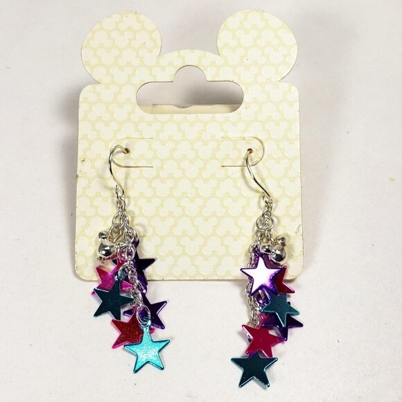 Disney Parks Silver-Tone Colorful Stars Cluster Earrings – 2" Magical Jewelry - Picture 8 of 8